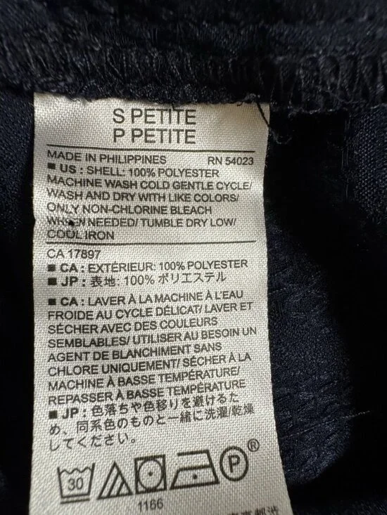 Banana Republic Lace Blouse Navy Blue Sheer Long Sleeve Petite - Picture 5 of 5